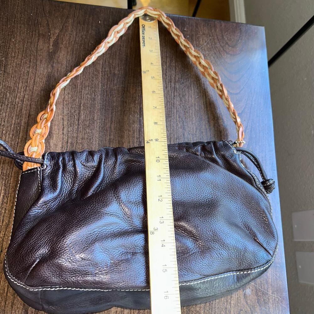 Vintage Fossil leather brown purse bag key charm pull sides - Picture 12 of 15